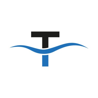 T harfi logo tasarım şablonu. Alfabe Harfi Logotype Modern, Düz ve Minimalist İş Logosu