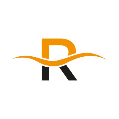 R harfi logo tasarım şablonu. R Alfabesi Harf Logosu Modern, Düz ve Minimalist İş Logosu