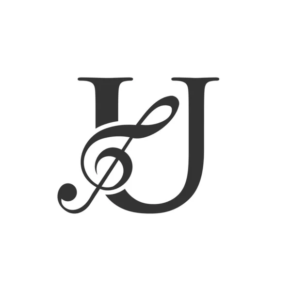 Μουσικό Λογότυπο Στο Γράμμα Concept Music Note Sign Πρότυπο Μελωδία — Διανυσματικό Αρχείο