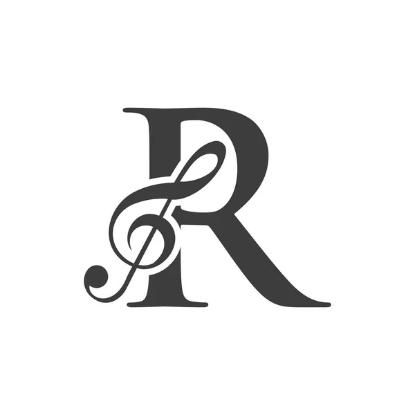 文字Rの概念上の音楽ロゴ Music Note Sign Sound Music Melody Template — ストックベクタ