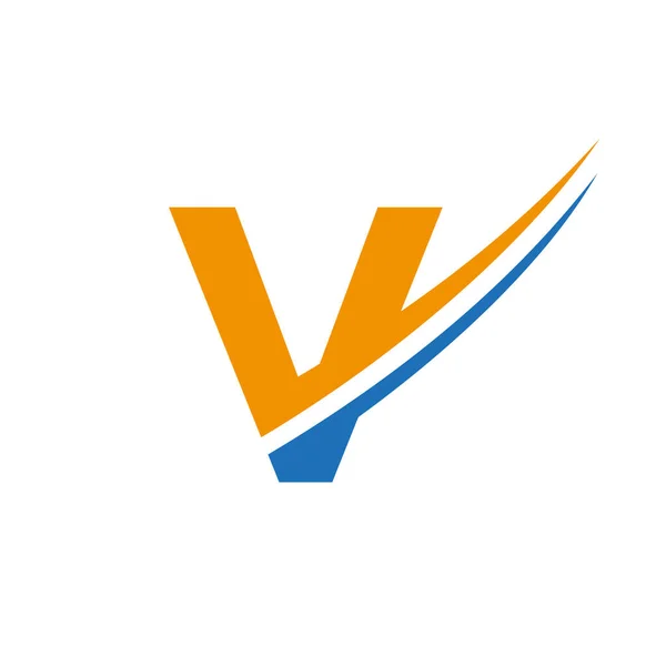 字母V标志向量模板现代而简单的设计 商业和公司身份 平面和简约模板的V型标志 — 图库矢量图片