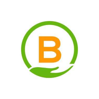 Hayır Kurumu, B harfi üzerindeki logoyu kontrol ediyor. Bakım, Paylaşım, Yardım, Sağlık, Bağış Organizasyonu B Logotip Tasarım