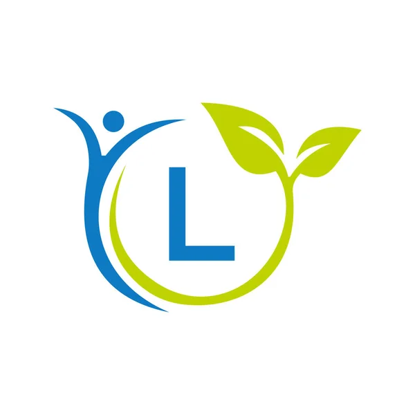 Letter Health Care Logo Design Medical Logo Template Bio Fitness — стоковый вектор