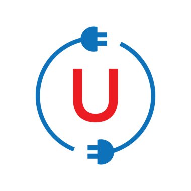 Thunder Bolt U Elektrik Logosu. Elektrik Endüstrisi, Elektrik İşareti Senet Logosu Vektör Enerji, Şimşek, Elektrik,