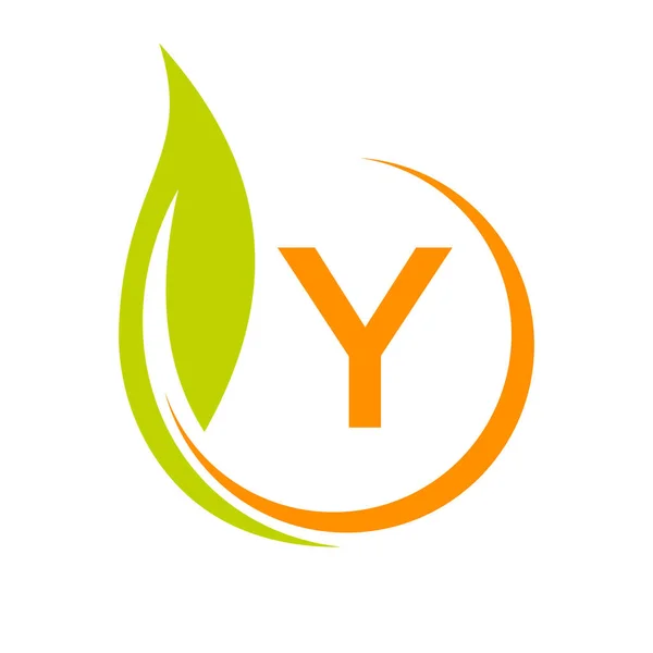 Zdravé Přírodní Produkt Štítek Logo Písmeno Šablona Letter Eco Friendly — Stockový vektor