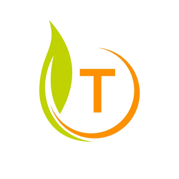 Logo Etiqueta Producto Natural Saludable Letra Plantilla Letra Eco Friendly — Vector de stock