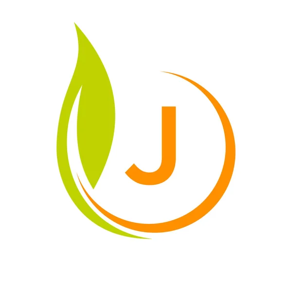 Logo Etiqueta Producto Natural Saludable Letra Plantilla Letra Eco Friendly — Vector de stock