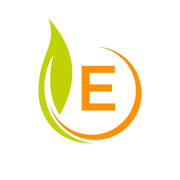 Logo Étiquette Produit Naturel Sain Sur Modèle Lettre Lettre Eco — Image vectorielle