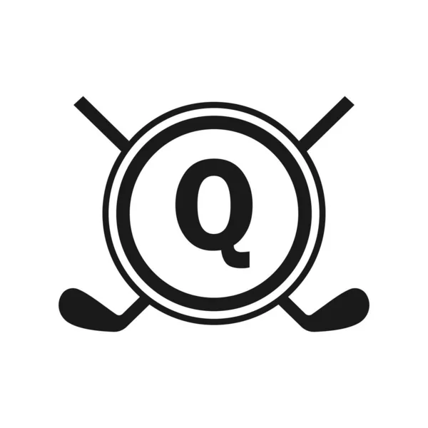 Hockey Logo Letter Vector Template 약자이다 American Ice Hockey Tournament — 스톡 벡터