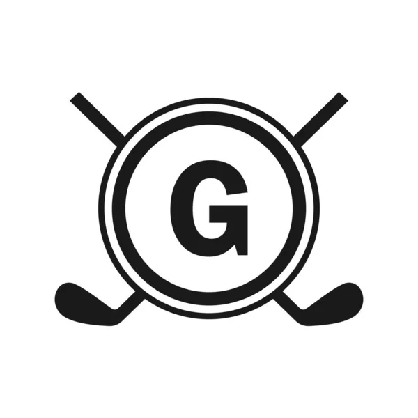 Logo Hockey Sur Modèle Vectoriel Lettre Logo Insigne Équipe Sportive — Image vectorielle