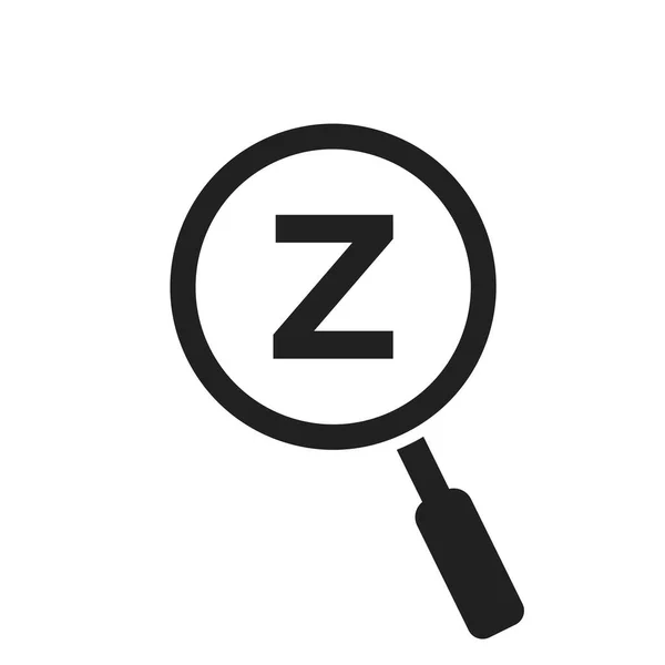 文字Zベクトルテンプレートでロゴを検索します 文字Zのロゴデザインにガラスを拡大 Zoom Find Seo Sign Concept — ストックベクタ