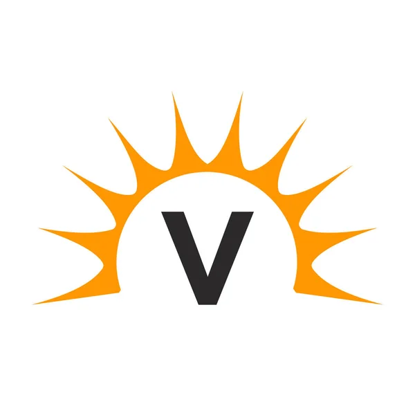 Logo Sun Sulla Lettera Concetto Sun Icon Vettoriale Design Con — Vettoriale Stock