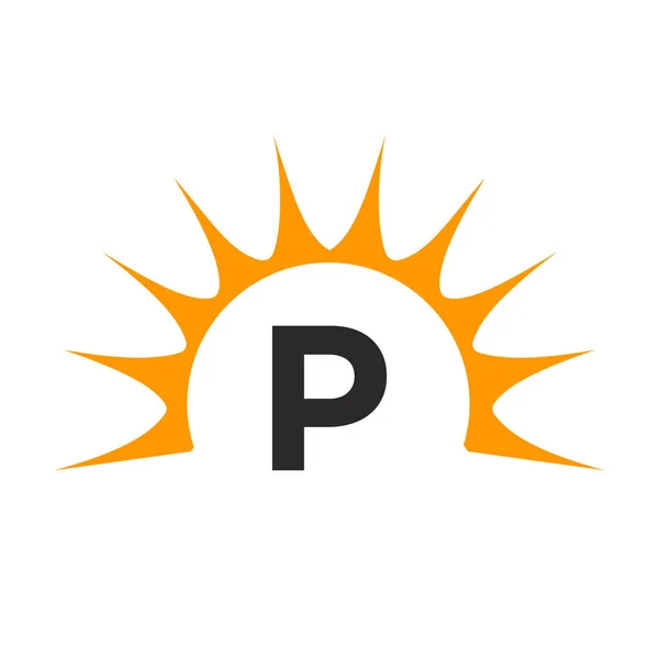 Ηλιακό Λογότυπο Στο Γράμμα Concept Σχεδιασμός Διανυσματικών Εικονιδίων Ήλιων Πρότυπο — Διανυσματικό Αρχείο