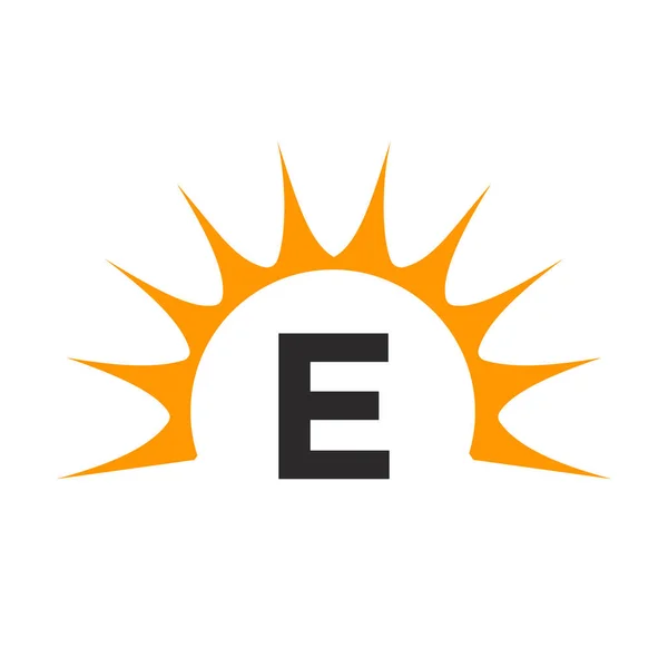 Sun Logo Brev Koncept Sun Icon Vektor Design Med Brev — Stock vektor