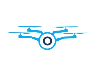 Drone Logo Tasarımı O Konseptinde. Fotoğraf Drone Vektör Şablonu