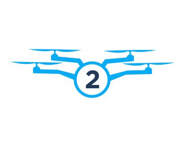 Drone Logo Tasarımı 2. Mektup Konseptinde. Fotoğraf Drone Vektör Şablonu