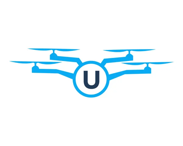 Drone Logo Design Letter Concept Fotografía Drone Vector Template — Archivo Imágenes Vectoriales