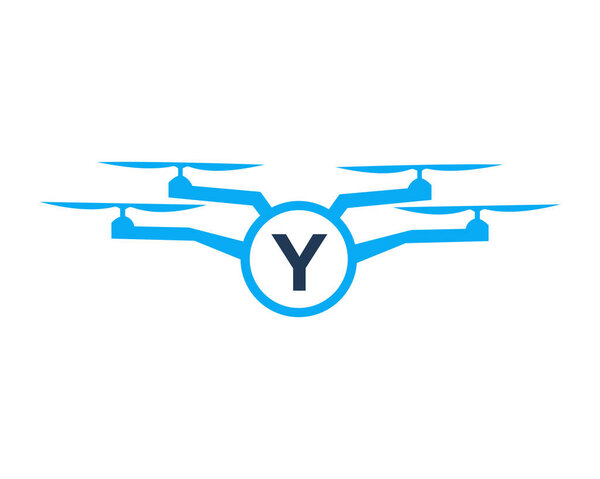 Drone Logo Design On Letter Y Concept. Photography Drone Vector Template — Stock Illustration Drone Logo Design Letter Concept Photography Drone Vector Template — Stock Vector