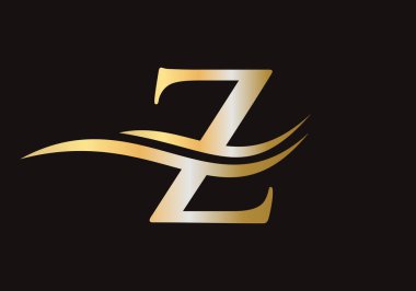 Su Dalgası Konseptli Z Harfi Logo Tasarımı. Z Logo Tasarım Vektör Şablonu