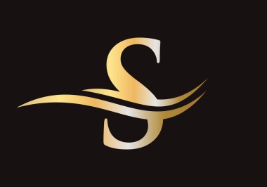 S harfi logo işareti tasarımı. Su dalgası konsepti. S Logo Tasarım Vektör Şablonu