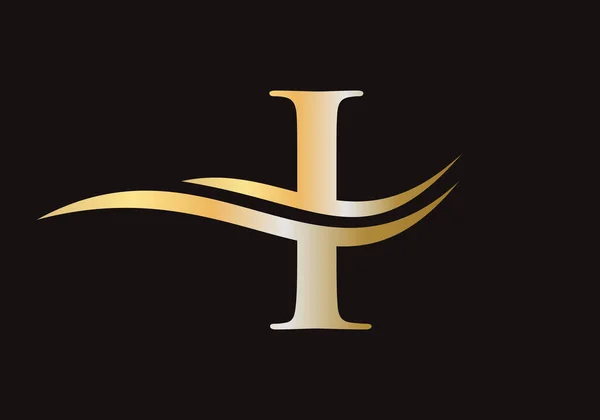 Lettera Logo Segno Design Con Water Wave Concept Logo Design — Vettoriale Stock