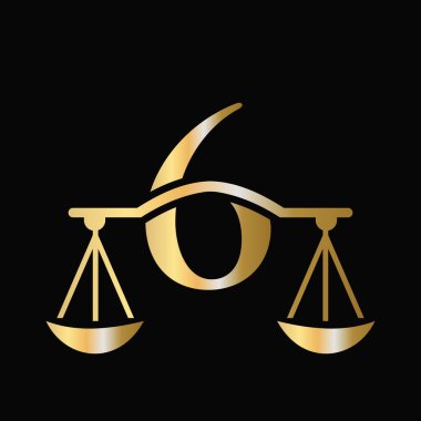 Harf 6 Avukat Logosu Tasarımı. İlk Sütun, Hukuk Firması, Avukat İmza Tasarımı 6. Mektup Tasarım Şablonu