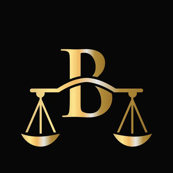字母B标尺律师法标志设计 律师事务所初始支柱 律师签名设计及字母B概念模板 — 图库矢量图片