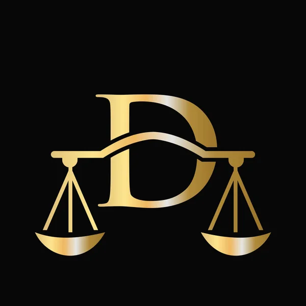 字母D标尺律师法标志设计 律师事务所初始支柱 律师签名设计D字概念模板 — 图库矢量图片