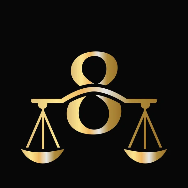 手紙8スケール弁護士法律ロゴデザイン 最初の柱 法律事務所 委任状にサインデザイン8コンセプトテンプレート — ストックベクタ