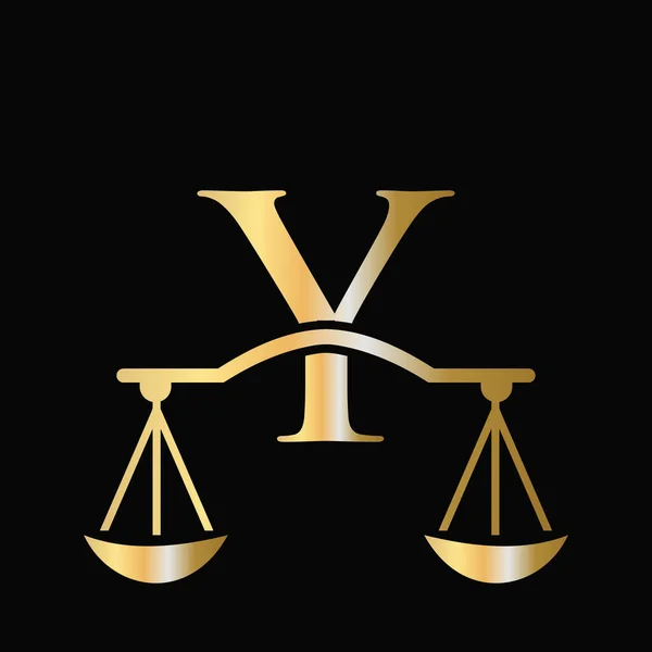 Letter Scale Attorney Law Logo Design Eerste Pijler Advocatenkantoor Procureur — Stockvector