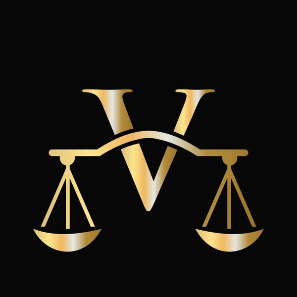 Letter Scale Attorney Law Logo Design Eerste Pijler Advocatenkantoor Procureur — Stockvector