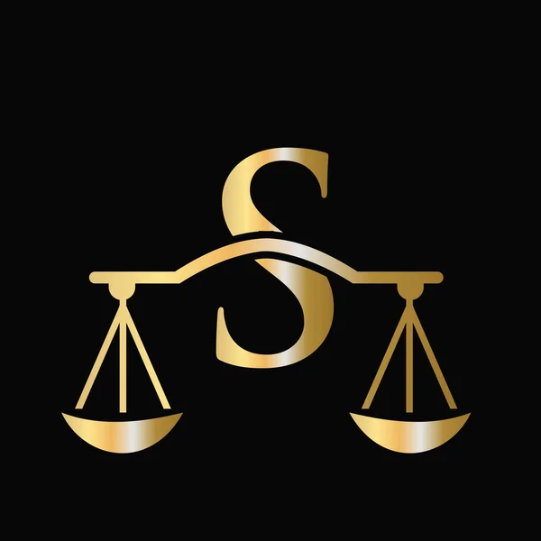 字母S标尺律师法标志设计 律师事务所初始支柱 律师签名设计 字母S概念模板 — 图库矢量图片