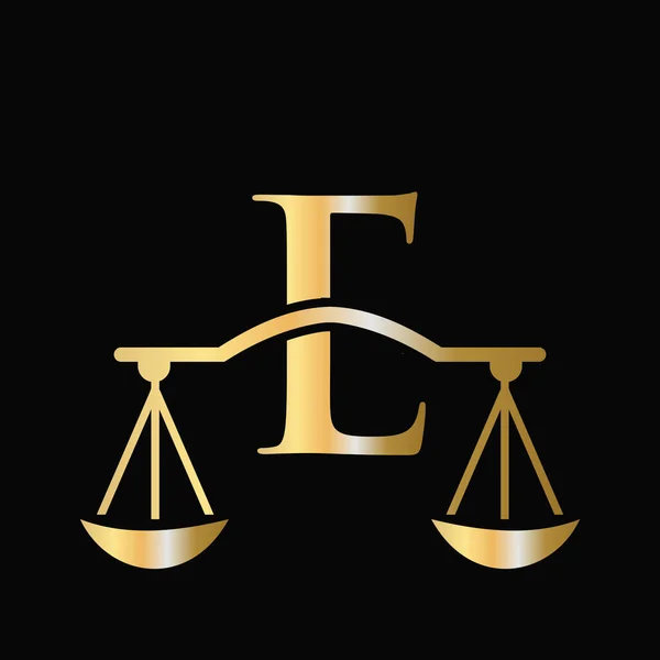 Letter Scale Attorney Law Logo Design Eerste Pijler Advocatenkantoor Procureur — Stockvector