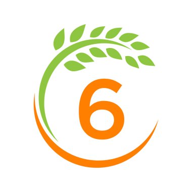 6 harfli Tarım Logosu. Tarım ve tarım otlağı, süt, ambar logosu tasarımı. Çiftlik Rozeti, Tarım Şirketi, 6 Harf Şablonlu Eko-Çiftlik Tasarımı