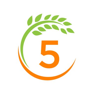 5 harfli Tarım Logosu. Tarım ve tarım otlağı, süt, ambar logosu tasarımı. Çiftlik Rozeti, Tarım İşletmeleri, 5 Harf Şablonlu Çevre Çiftliği Tasarımı