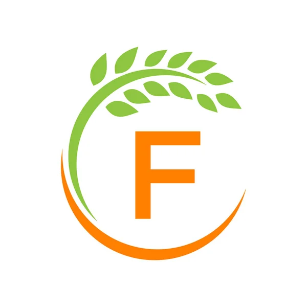 Harfi Üzerinde Tarım Logosu Tarım Tarım Otlağı Süt Ambar Logosu — Stok Vektör