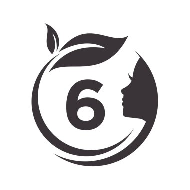 6. harf vektör şablonundaki güzellik merkezi logosu. 6 Harfli Kadın Kuaför, Spa, Kadın, Güzellik, Kadın Yüzü, Zarafet Tabelası