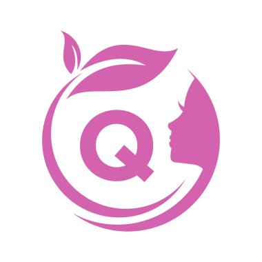 Q harfi vektör şablonunda güzellik merkezi logosu. Q Harfli Kadın Kuaför, Spa, Kadın, Güzellik, Kadın Yüzü, Zarafet İşareti