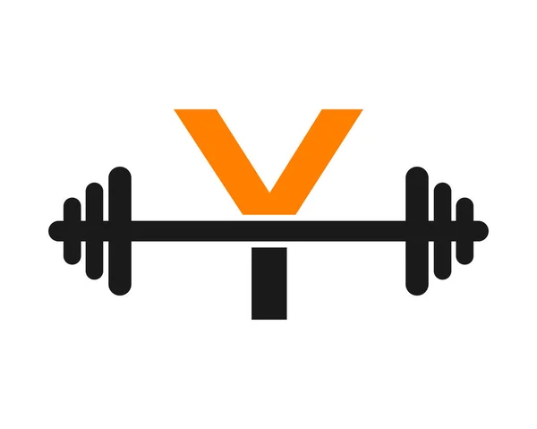 Logo Del Gimnasio Fitness Letra Signo Gimnasio Aptitud Inicial Alfabeto — Vector de stock