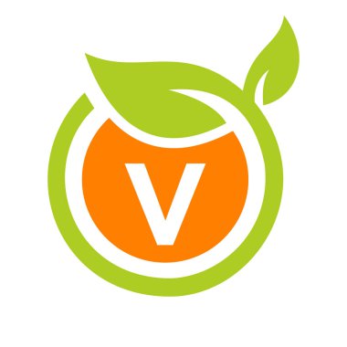 Eko Logo Tasarım Mektup V Vektörü. V Harfi Konseptinde Eko Yaprak Simgesi Tasarım Şablonu