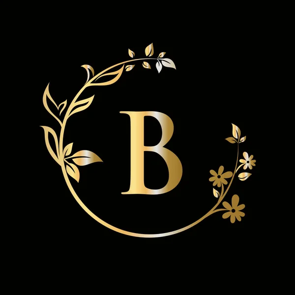 B harfi çiçek logosu şirket, iş yeri, dekoratif, çiçek, güzellik, spa premium vektör şablonu için yaratıcı bir konsept