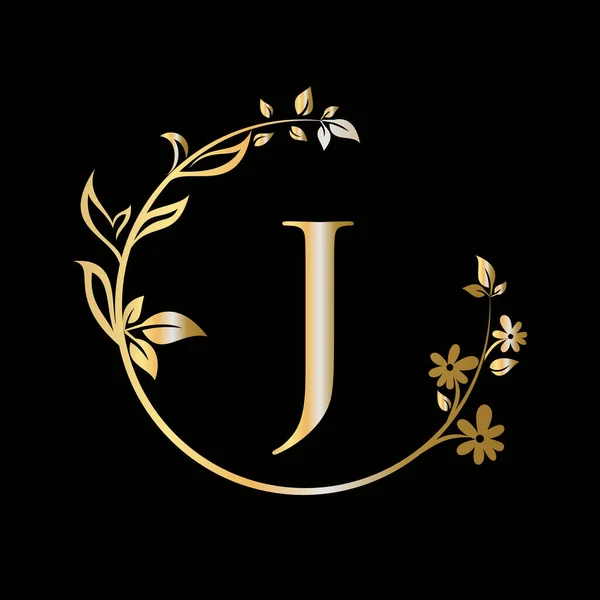 手紙J会社 ビジネス 美しさ スパプレミアムベクトルテンプレートのための創造的な概念を持つ美しさの花のロゴ — ストックベクタ