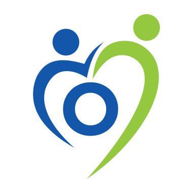 O Vector Şablonu 'nun Toplum Bakımı Logosu. Takım çalışması, Heart, People, Family Care, Love Logos. Hayır Kurumu Yaratıcı Bağış İmza O Harfi ile