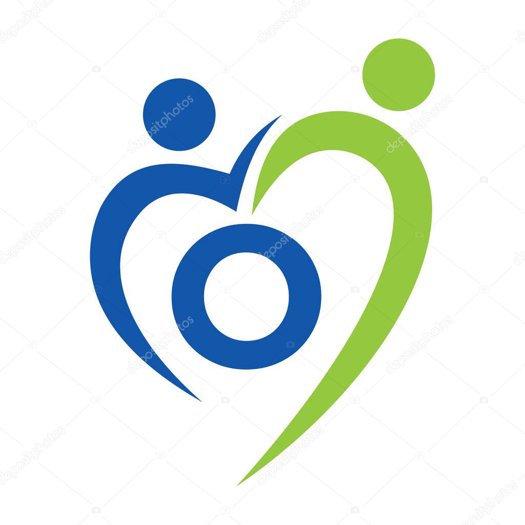 Community Care Logo On Letter O Vector Template. Teamwork, Heart, People, Family Care, Love Logos. Charity Foundation Creative Charity Donation Sign With O Letter