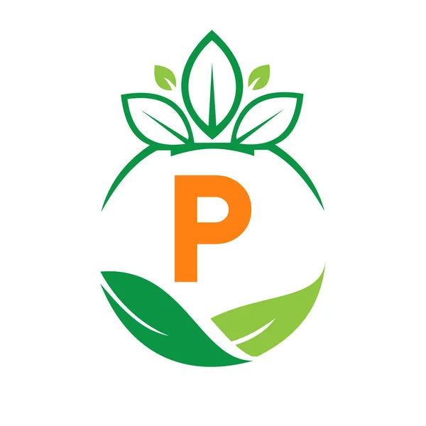 Ecology Health Letter Eco Organic Logo Fresh Agriculture Farm Vegetables — 스톡 벡터