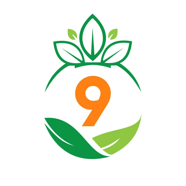 Ecología Salud Carta Eco Orgánica Logo Fresco Agricultura Granja Hortalizas — Vector de stock