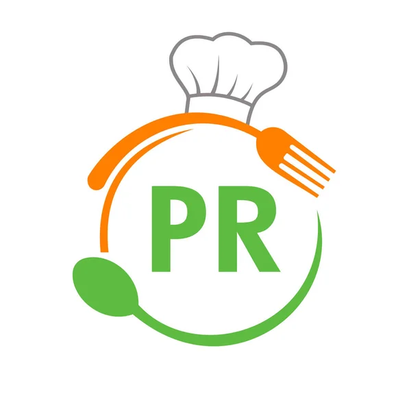 Carta Restaurante Logo Con Chef Sombrero Cuchara Plantilla Tenedor Logo — Vector de stock