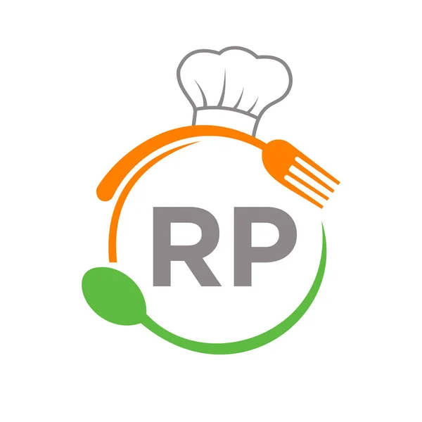 Carta Restaurante Logo Con Chef Sombrero Cuchara Plantilla Tenedor Logo — Vector de stock