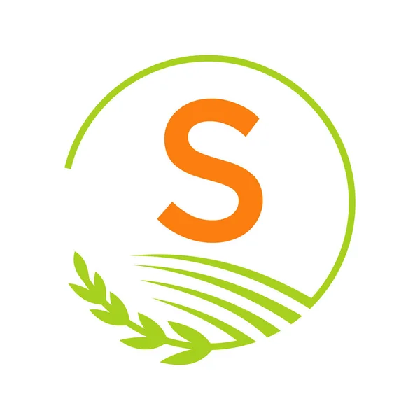 Logo Agricolo Sul Concetto Lettera Logo Agricoltura Agricoltura Firma Lettera — Vettoriale Stock