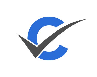 C harfi vektör şablonundaki logoyu işaretle. Harf C Kontrol İşareti, Pozitif İşaret, Tik İşareti Simgesi